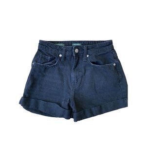 Wild Fable Highest Rise Mom Shorts 00 24R Black Denim Zip Up Soiid Retro